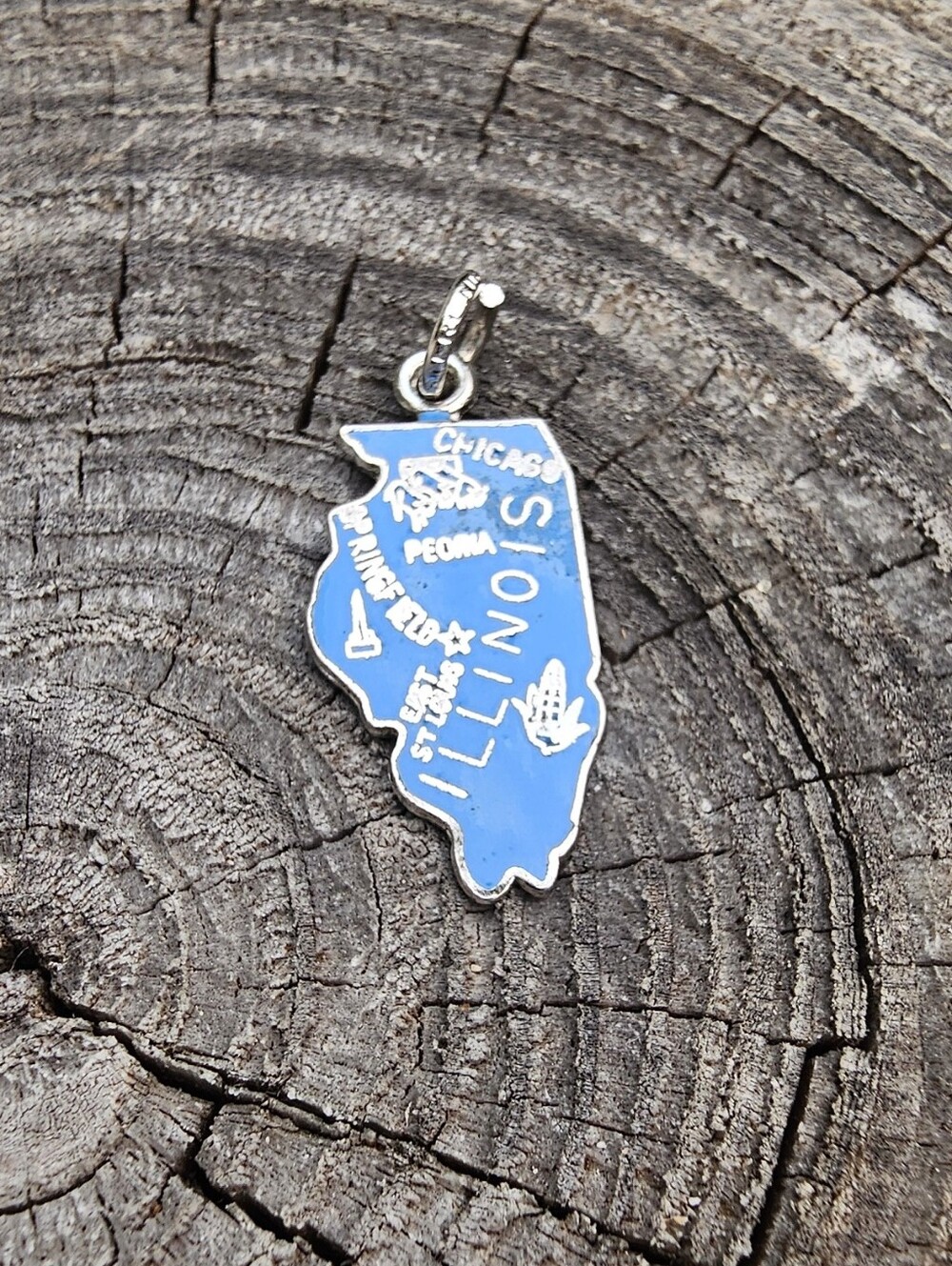 Vintage Sterling Silver Illinois State Enamel Charm